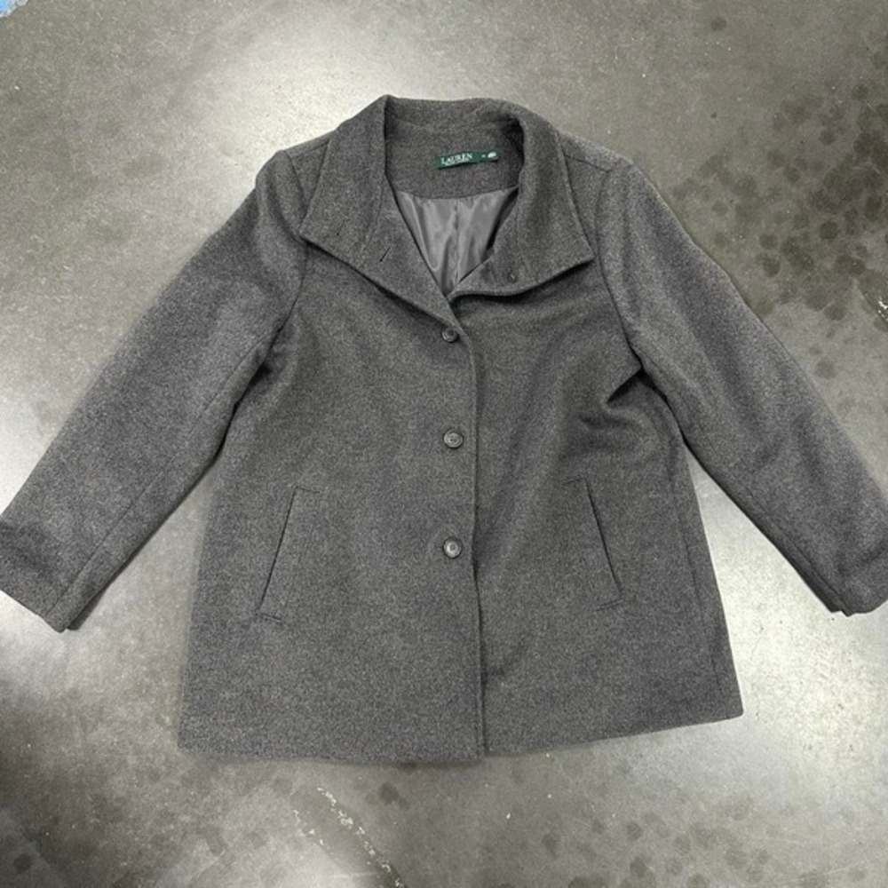 *SOLD* Ralph Lauren Grey wool overcoat with button front and pockets Sz XL